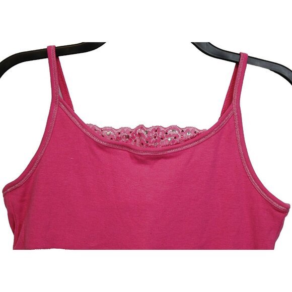 Y2K Limited Too Cami Tank Top 18 Rhinestone Silver Lace Neck Jr Pre-Teen Retro - Picture 2 of 8